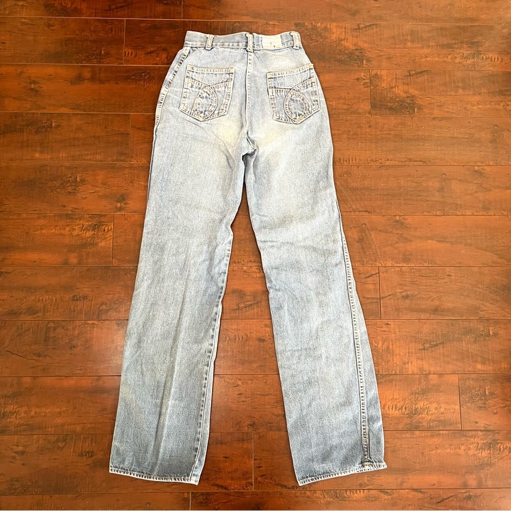 VINTAGE 1970s Denim Jean De Paree High Rise Jeans Straight Vtg 70s Size 7 / 8 - Picture 4 of 11
